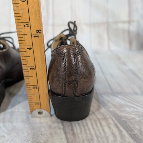 Frye Brown Leather Lace-Up Oxford Shoes Women Sz 7B - Picture 3 of 11